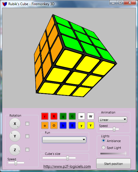Copie d'écran du logiciel Rubik's Cube